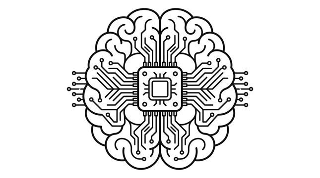 Central chip with radiating circuits in top-down brain