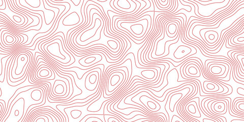 Abstract red topographic map contour lines background vector illustration for geography and cartography design projects. © Artful