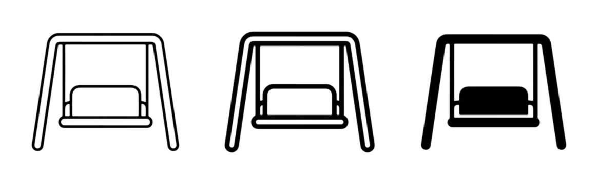 Swing Set Icons, Playground Equipment, Outdoor Recreation, Children's Fun, Vector Graphics