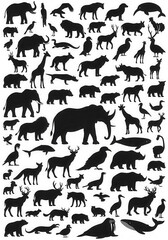 Fototapeta premium Comprehensive Collection of Wild Animal Silhouettes Set Isolated on White Background for Design Projects