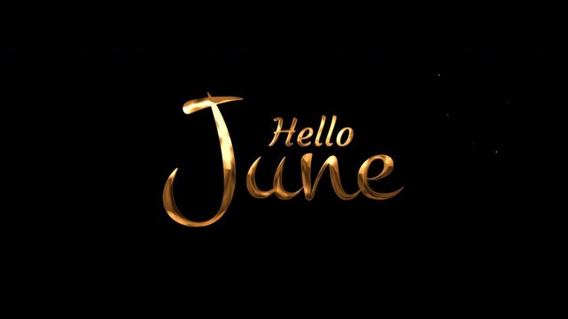 Golden cursive text hello june perfect for posters, social media graphics, invitations, calendars, and seasonal designs with a sophisticated touch.