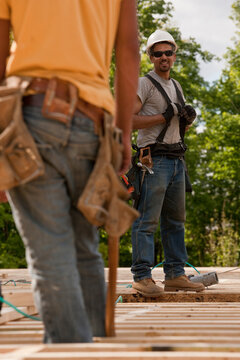 Carpenter at a construction site