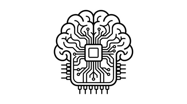 Human brain with integrated microprocessor base.