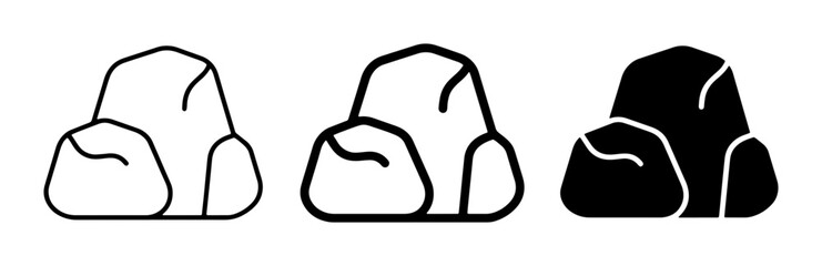 Rock Icons, Stone Vector Graphics, Boulder Outline and Silhouette, Natural Elements © Faizul