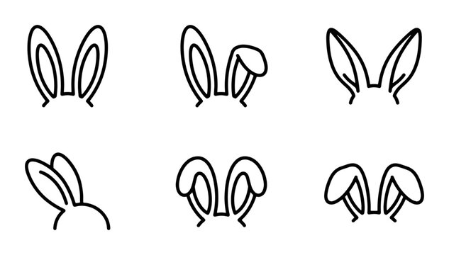 Bunny Ears Icons, Cute Rabbit Ears Vector Graphics, Easter and Spring Celebration Elements