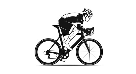 Naklejka premium Athletic cyclist in racing posture on a road bike for sports training and competition illustration