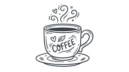 Fototapeta premium Hand-drawn Coffee Cup with Steam and 