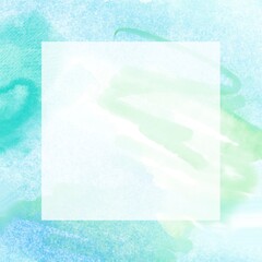 爽やかな水彩ミントの正方形カード背景 © HATAKUMI