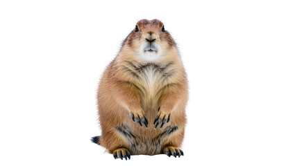 Prairie dog standing upright with front paws visible © Eva