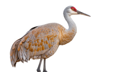 Fototapeta premium Sandhill crane bird with red crown patch and grey feathers