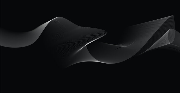 Abstract flowing wave pattern with moire interference effect on black background abstract illusion