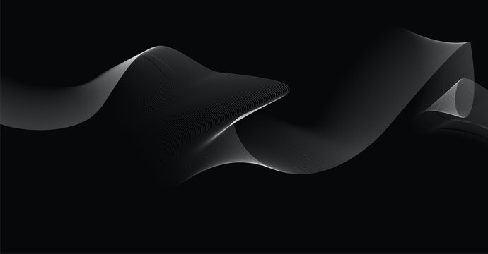 Abstract flowing wave pattern with moire interference effect on black background abstract illusion
