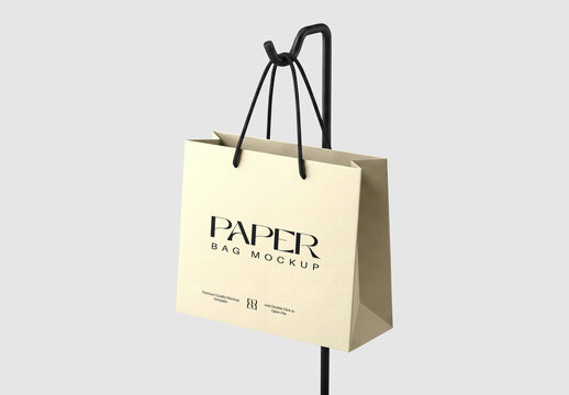 Hanging Paper Shopping Bag Mockup