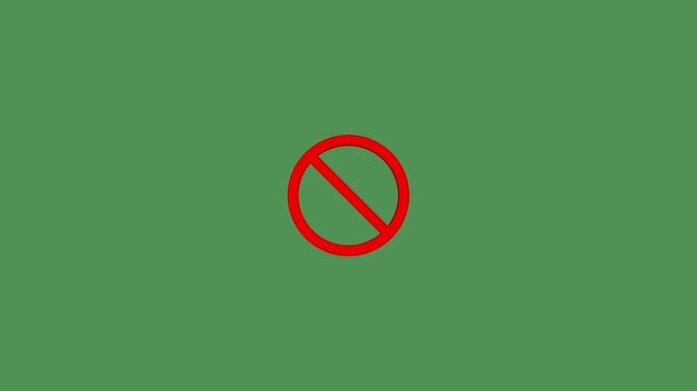 Prohibition Symbol No Entry Sign Red Circle Slash Isolated on Vibrant Green Background Minimalist Concept for Restriction Warning Safety and Regulation