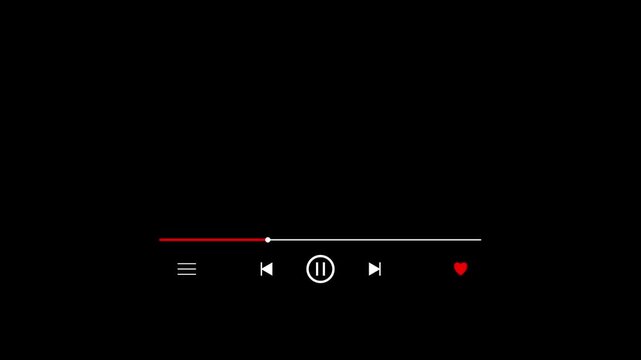 Minimalist Dark Media Player Interface with Playback Controls and Progress Bar Modern Digital Technology Concept