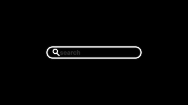 Web search icon animation.As the lens of the magnifying glass hovers over a search bar, a blinking cursor appears inside the bar, inviting interaction