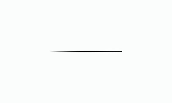 Single tapered horizontal line narrowing towards left side creating dynamic brush stroke appearance isolated on pure white background for versatile graphic design layouts and creative artistic project