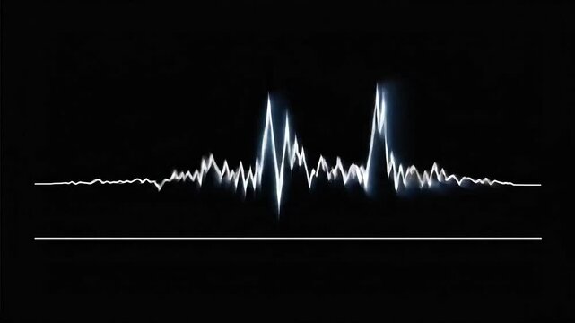 Dynamic glowing E C G heartbeat line pulse with sharp spikes on dark background medical health