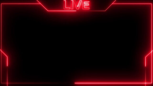 live streaming neon text frame animation box frame neon frame live streaming game live Stream overlay animation for live streaming video Titles futuristic hud frame with facecam 4k