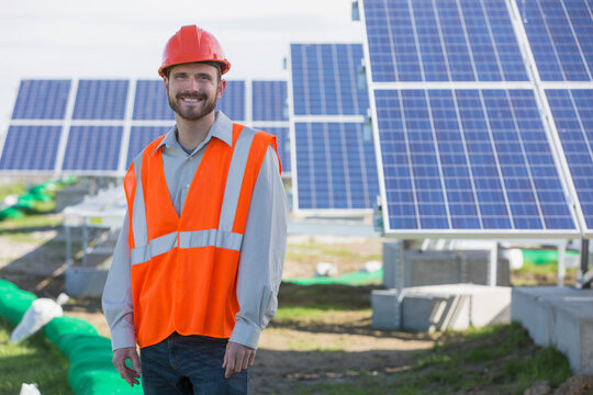 Power engineer at solar photovoltaic array