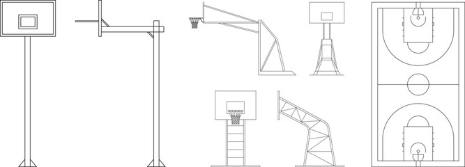 Basketball court icon, basketball court dimensions lines, Basketball court markup, basket field vector illustration © Volodymyr