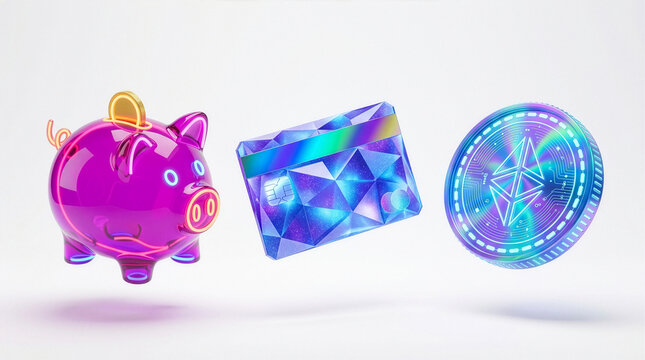 Bioluminescent Cryptocurrency Piggy Bank Digital Assets Investment Concept