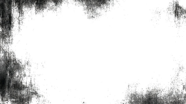 black and white grunge border background with distressed smudges and rough textured edges framing blank center for design overlay