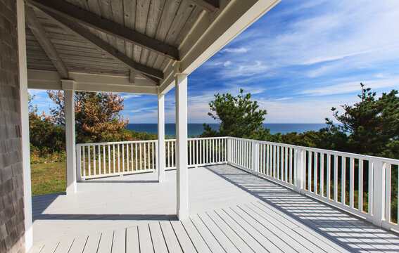 Vacation home deck looking at ocean from Block Island