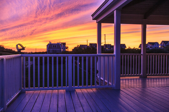 Sunset from vacation home with New Shoreham in background