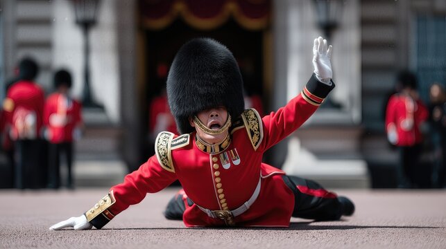 Royal guards breakdance at palace