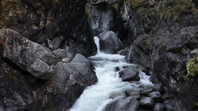 
Beautiful landscape with a waterfall. Russia, Buryatia, Arshan