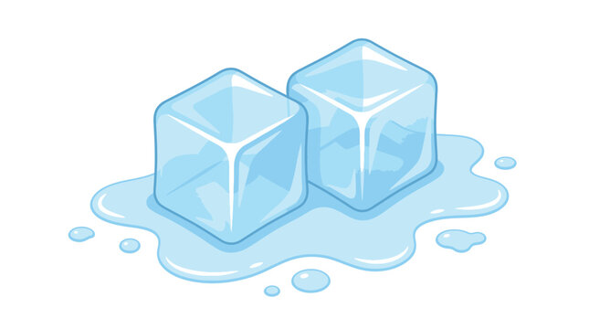 Two melting blue ice cubes depicted as a stylized vector graphic illustration for beverage drink designs