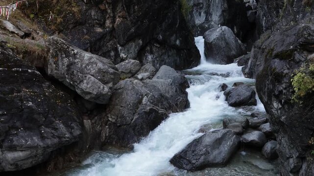 
Beautiful landscape with a waterfall. Russia, Buryatia, Arshan