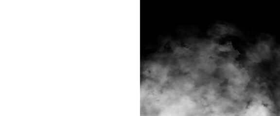 Fototapeta premium Atmospheric white smoke on black background, ethereal fog texture for overlay, mystical vapor clouds and hazy mist effect for cinematic design
