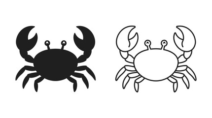 Two Crab Silhouettes Linear Style Illustration crabs © Ambiya