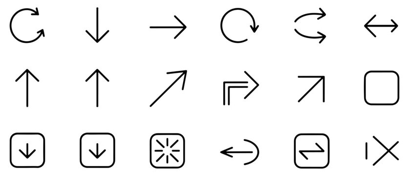 line arrow navigation icon set