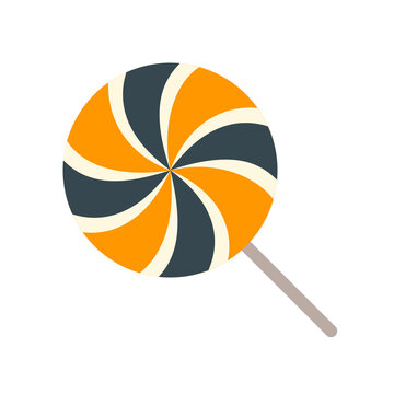 Spiral peppermint hard candy lollipop with colorful swirls on a stick isolated on a transparent background