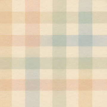 Lovely seamless watercolor plaid check pattern with overlapping pastel bands on a textured background. generated by AI.