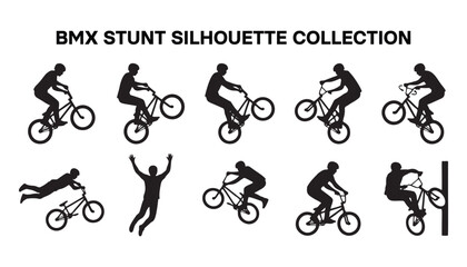 Obraz premium BMX Stunt Poses Silhouette Icon Sheet.