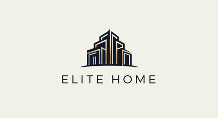 Fototapeta premium Elite Home Logo: Modern Architectural Building Design with Geometric Lines