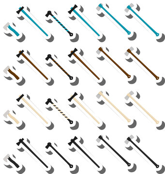 big kit steel axes with wooden handle