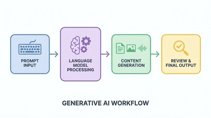 Obraz premium Generative AI Workflow Process Steps.