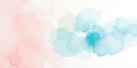 Fototapeta premium Abstract watercolor splash texture in soft blue and pink with watercolor background art work wash paint stain abstract background painting artistic