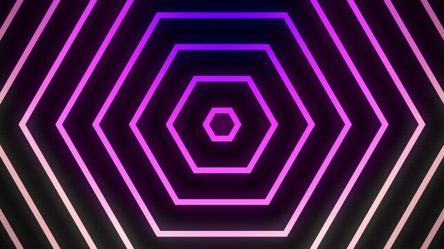 Neon Hexagon Pattern Animation Background. 4k video