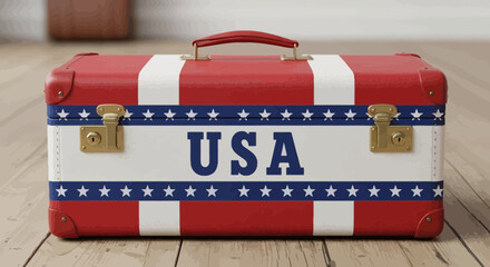 American themed travel luggage closeup. © muh ikhsan muliadi