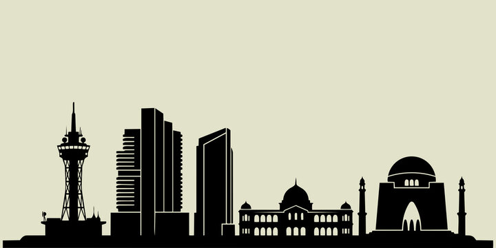 Casablanca Morocco City Skyline Flat Vector Silhouette &mdash; Hassan II Mosque Minaret, Twin Center, CFC Finance City Towers, Atlantic Waterfront &mdash; North African Urban Cityscape for Business Presentation