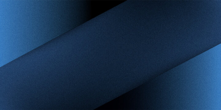 Black dark blue abstract background. Geometric. Line stripe triangle angle corner diagonal 3d. Gradient. Light, shadow. Grain noise grange. Matte metal metallic.Technology business. Design.Wide banner