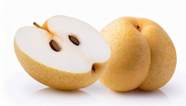 Nashi Pear Sliced On White Background