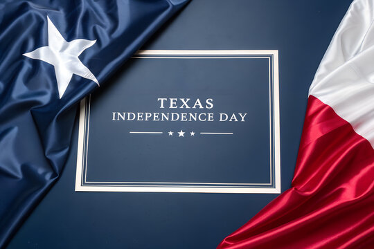 Texas Independence Day celebration with flag draped around elegant navy frame symbolizing state pride heritage and freedom through refined patriotic composition   generative ai