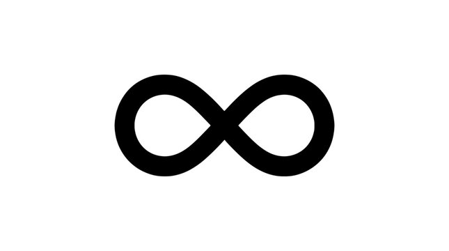 Black infinity symbol icon isolated on white background